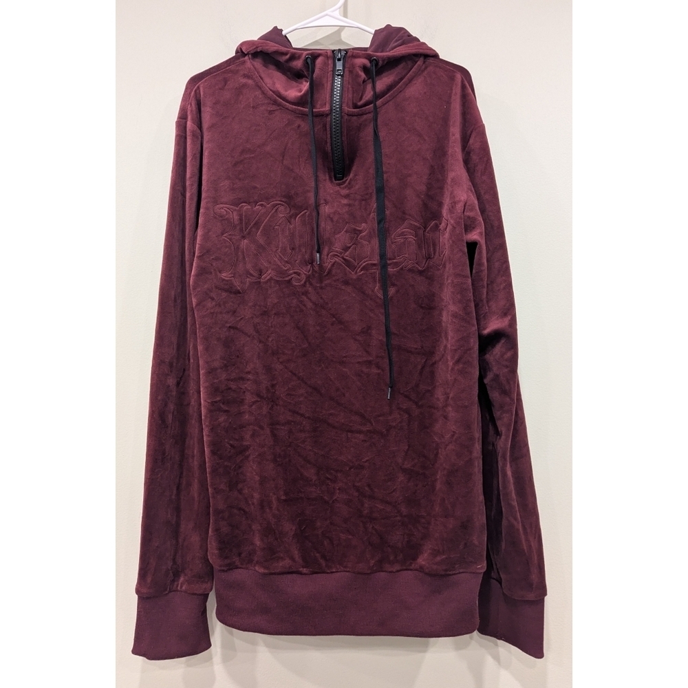 Killstar Fester Quarter Zip Hoodie In Burgundy Size Small